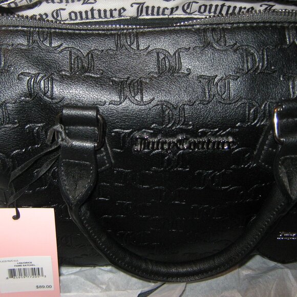 NWT Juicy Couture Licorice Black Fame Satchel Crossbody - Picture 1 of 13